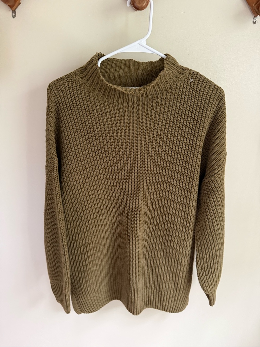 cupcakes & cashmere Olive Ribbed Crewneck Sweater